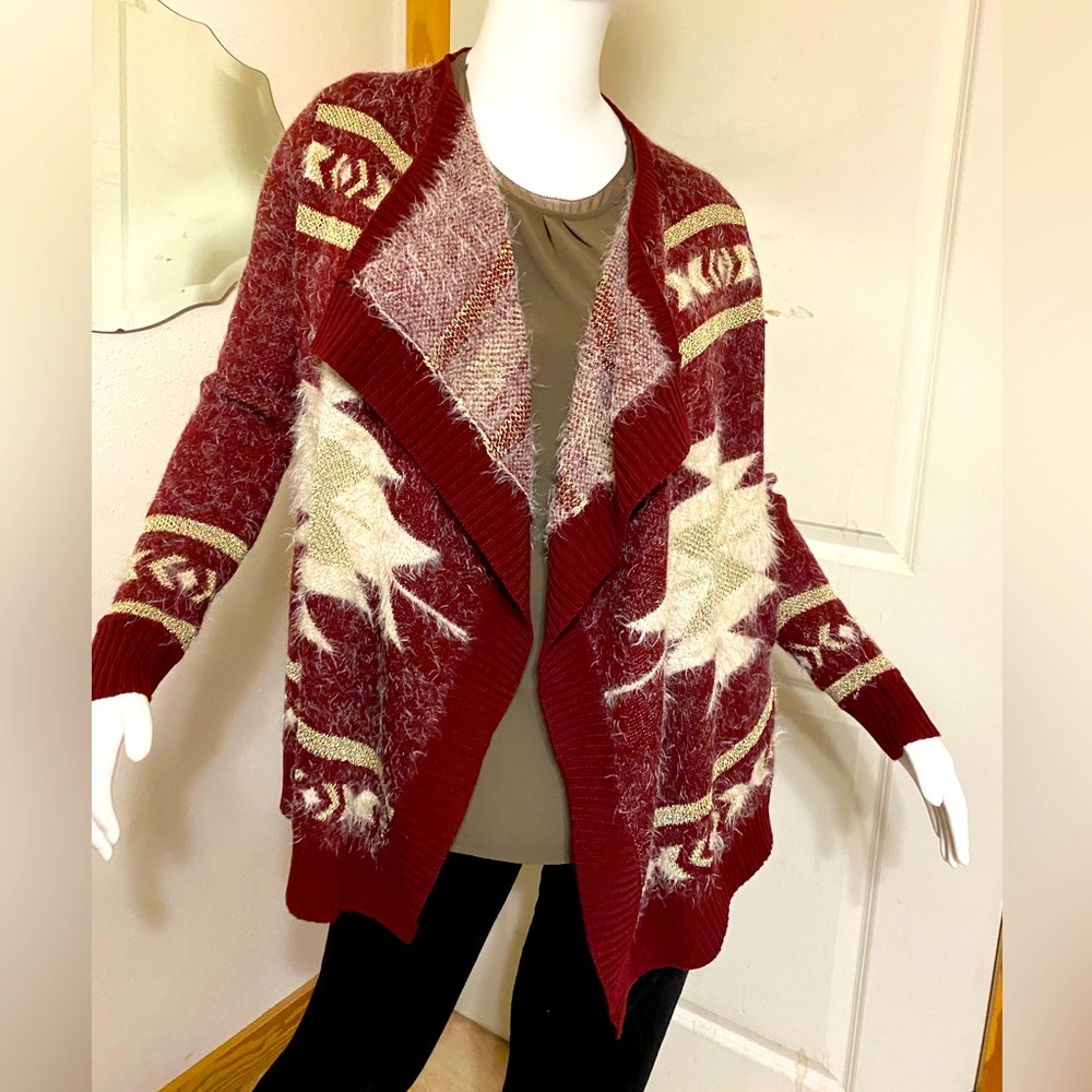 BCBGMaxAzria long sleeved open drape front sweater